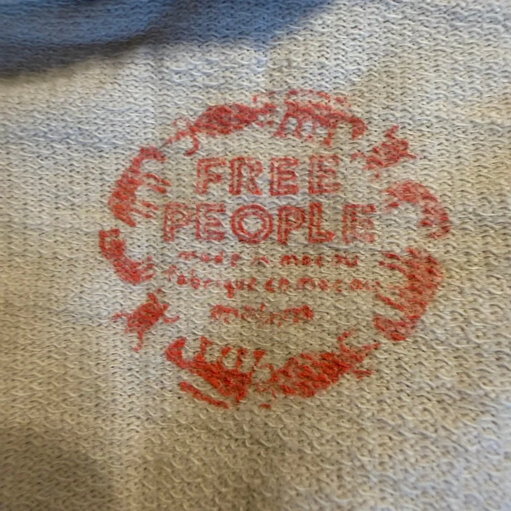 Free People Cream Cotton V-Neck 3/4 Sleeve Hoodie Pullover Bohemian Medium